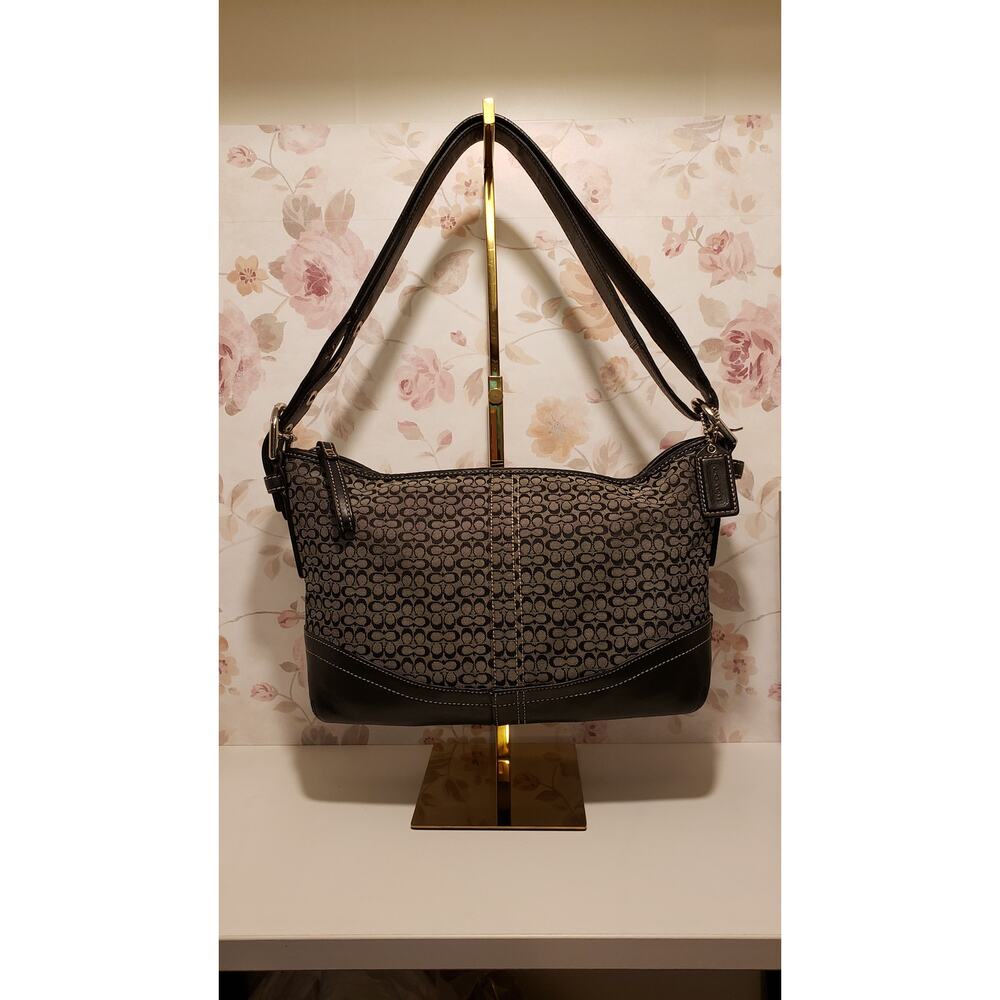 Vintage COACH Soho Signature Black Leather East West Duffle Crossbody Bag #10945